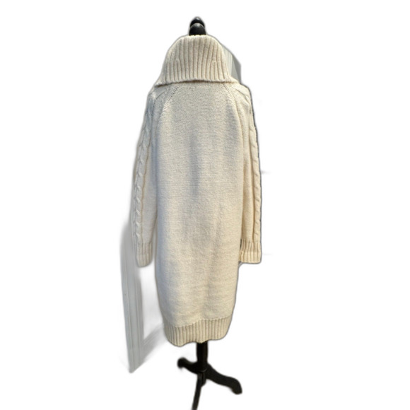 NWOT Banana Republic Cable Knit Turtleneck Sweater Dress Cream Classic Wool - Picture 3 of 11